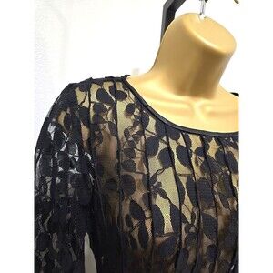 Vtg Joseph Ribkoff Sheer Lace Black Dress Size 8 Bow Cocktail Evening Whimsical